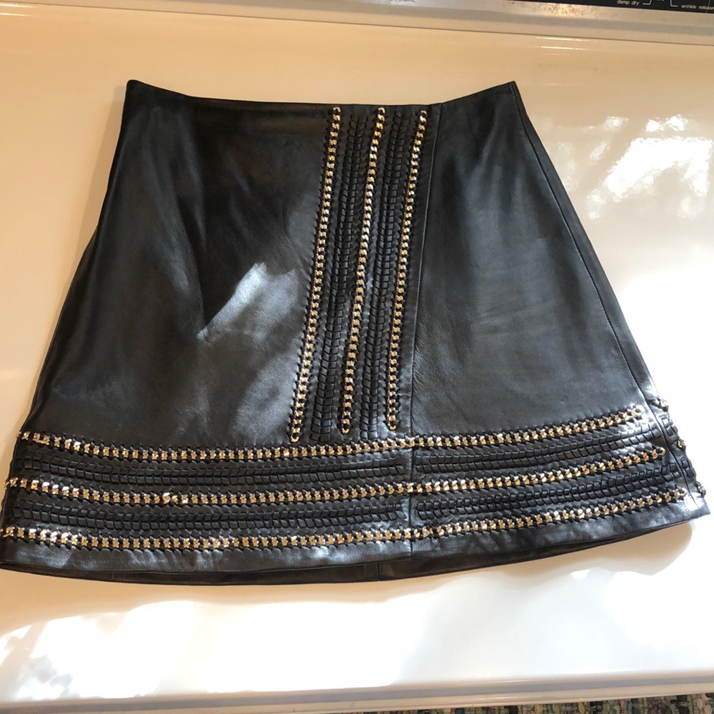 Leather Alice + Olivia mini skirt
